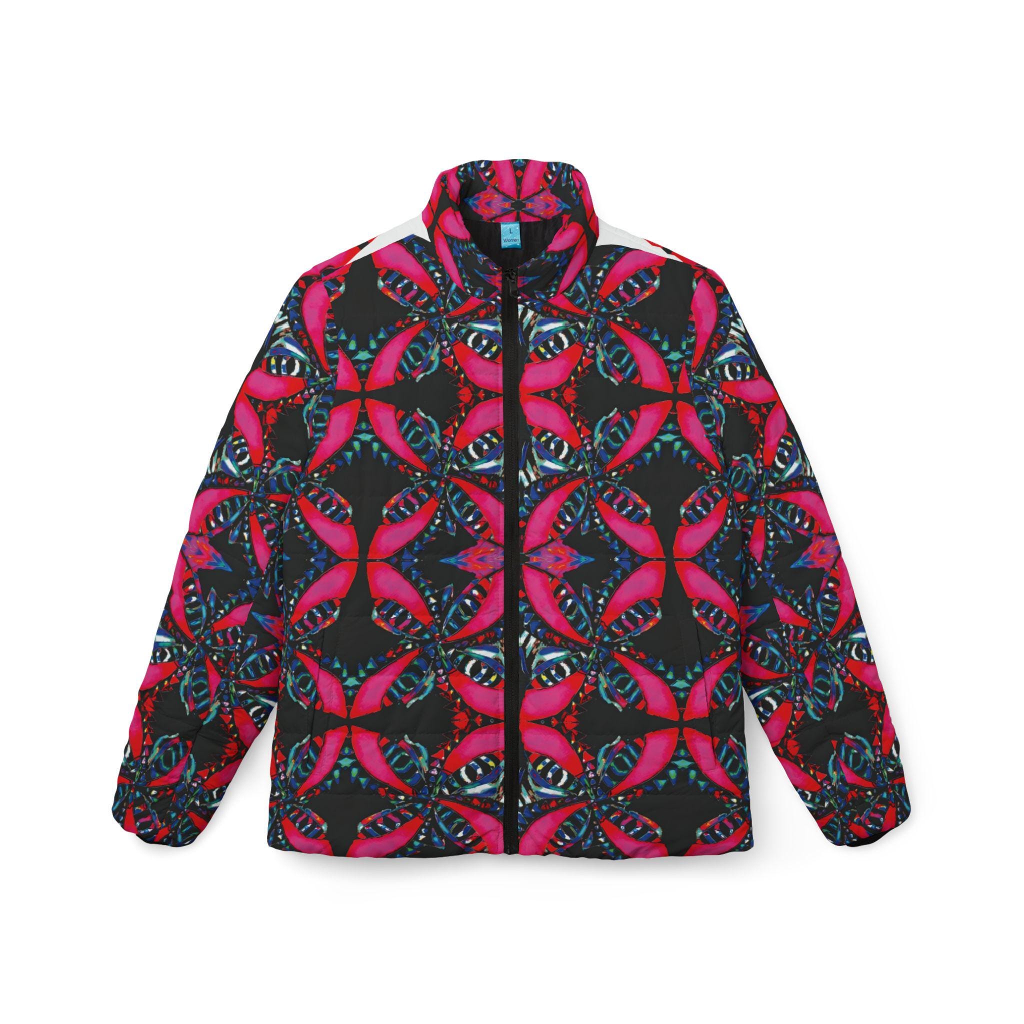 Pink on Black Tight - Womens Puffer Jacket