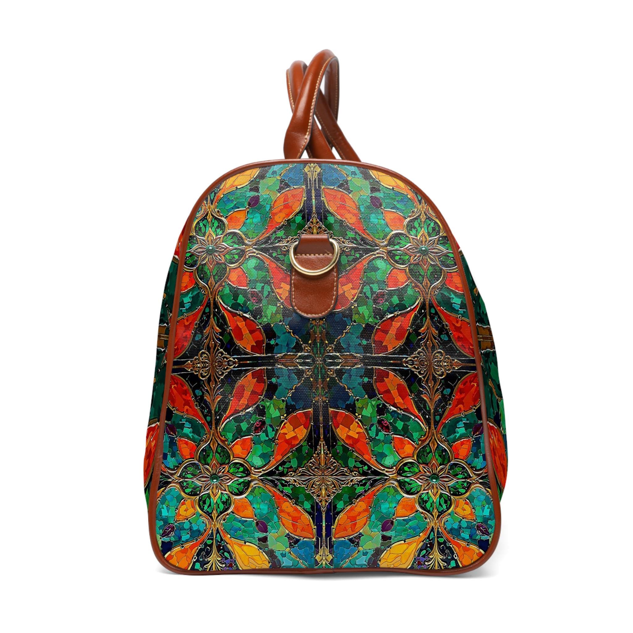 Boho Waterproof Travel Bag - Vibrant Floral Weekender Duffel