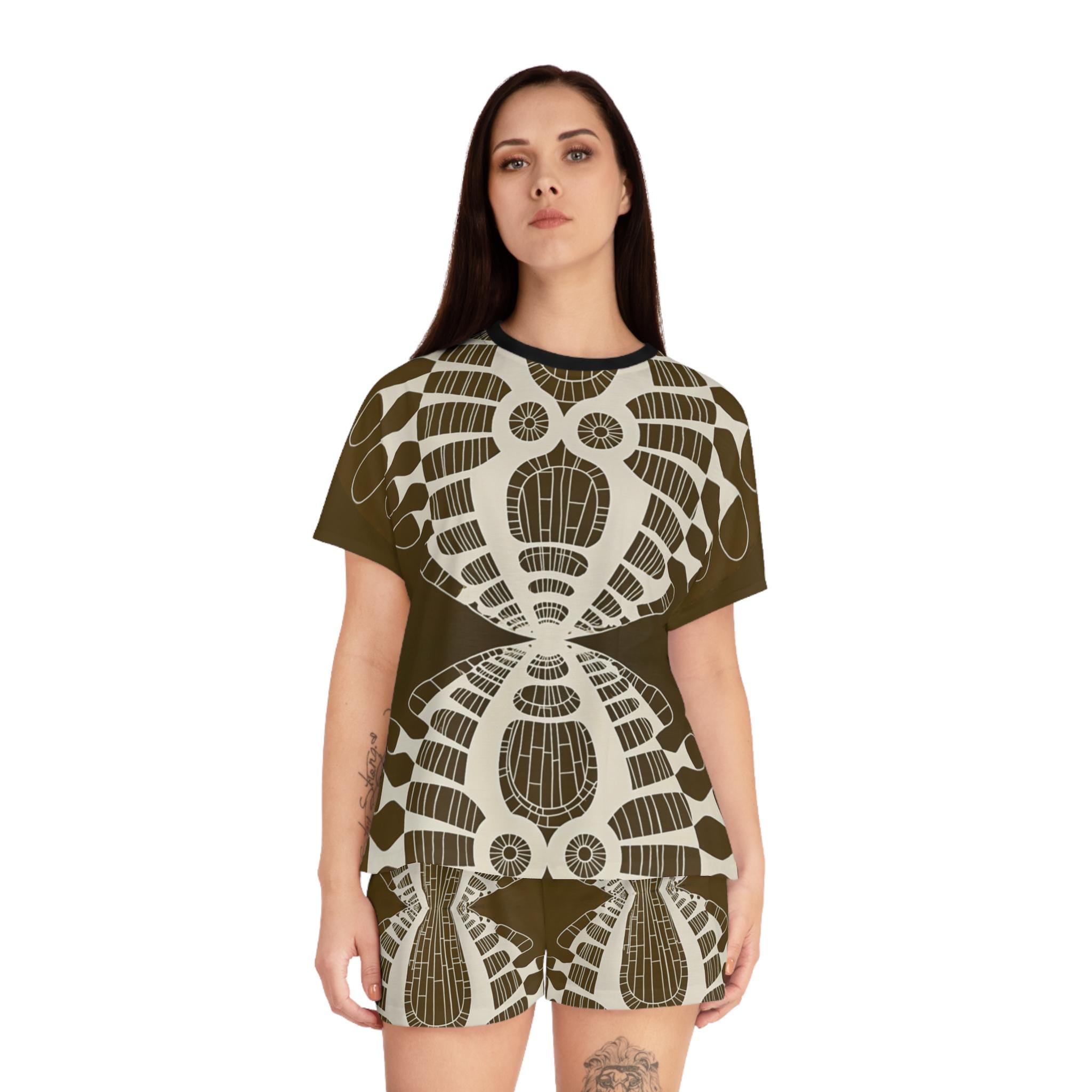 Abstract Urchin Brown - Womens Pajamas
