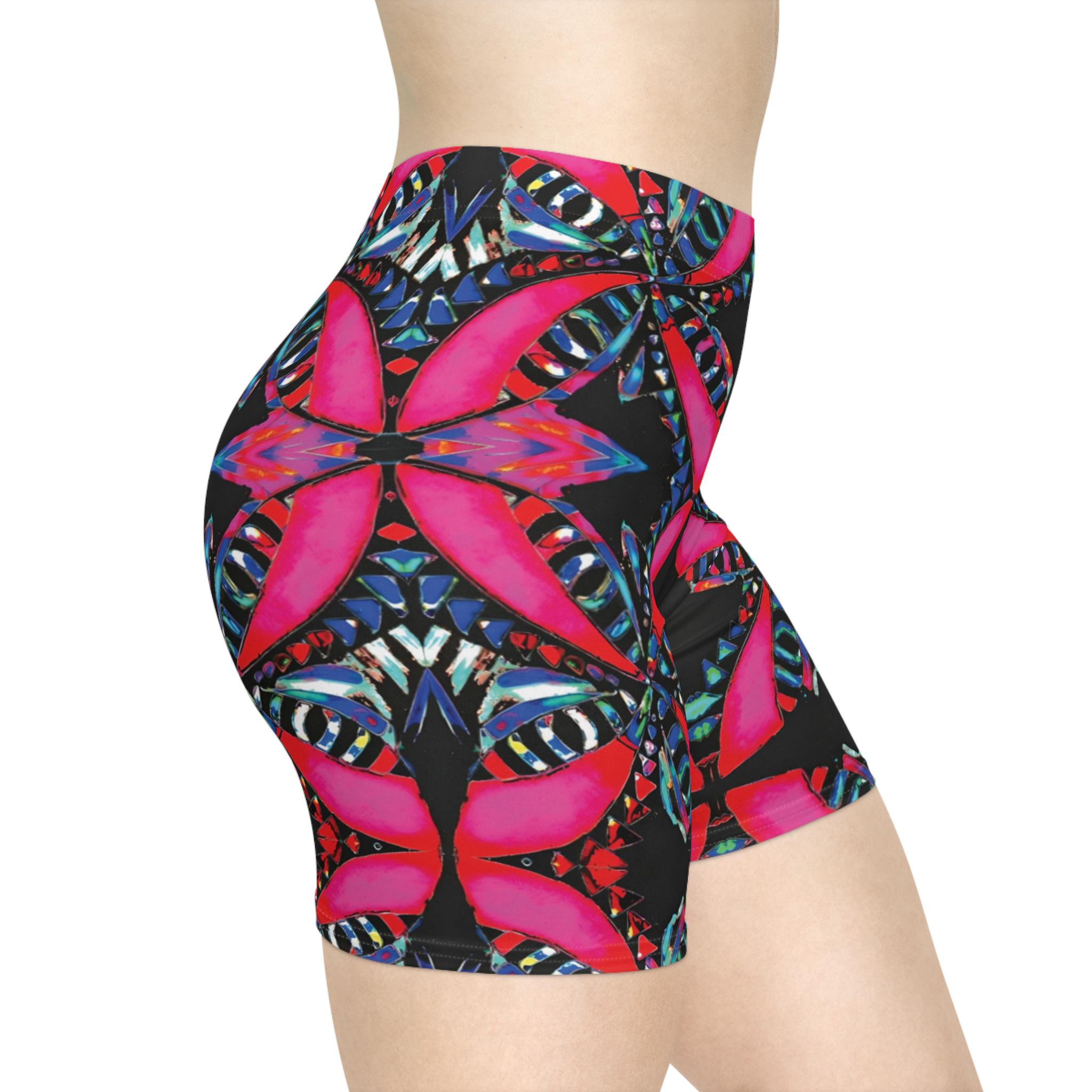 Pink on Black - Womens Biker Shorts