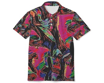 Abstraktes Neon Marmor Polo-Shirt | All-Over Print künstlerisches Muster