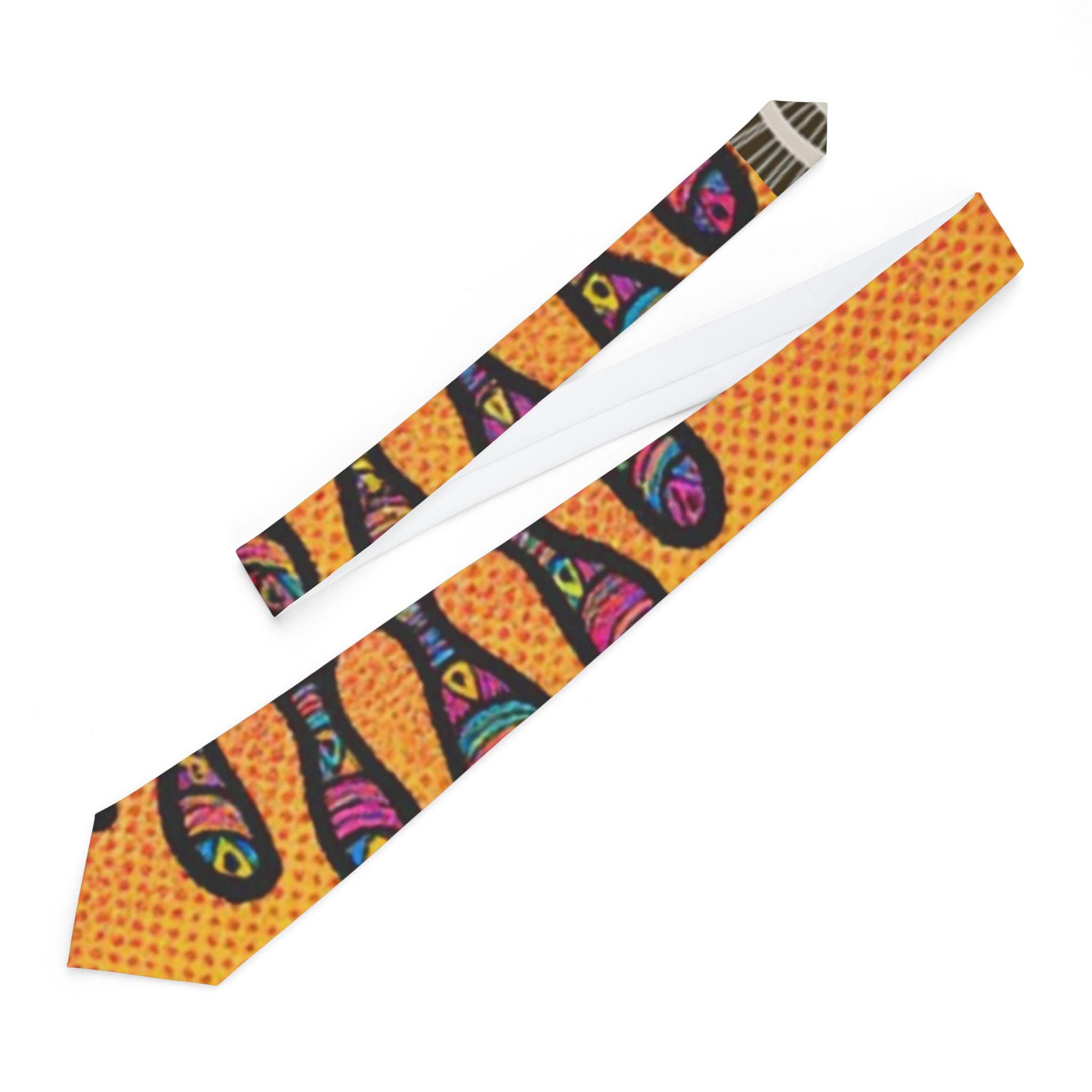 Paisley Orange Necktie — Vibrant Retro Pattern Tie for Men