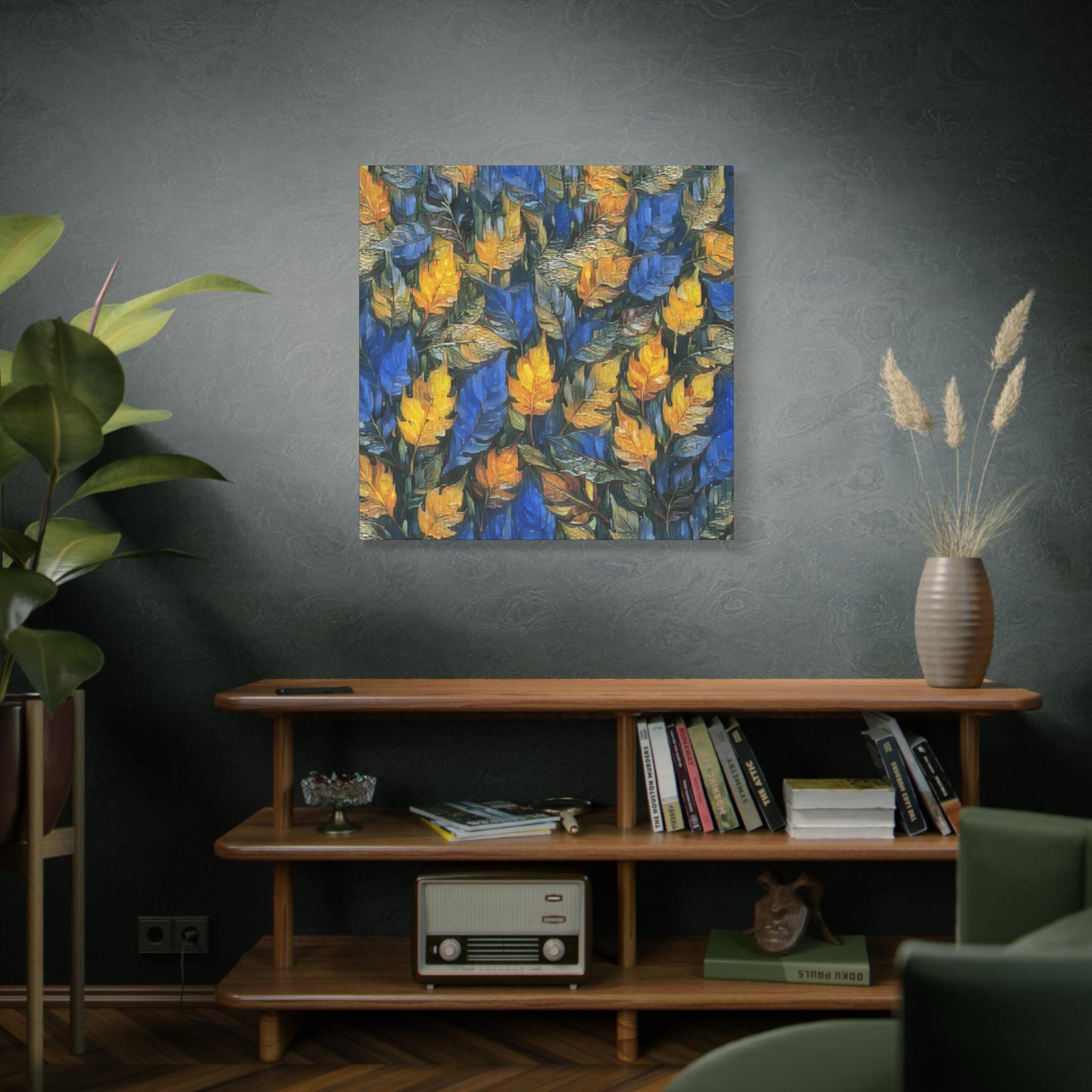 Blue and Gold Leaf - Canvas Wall Art