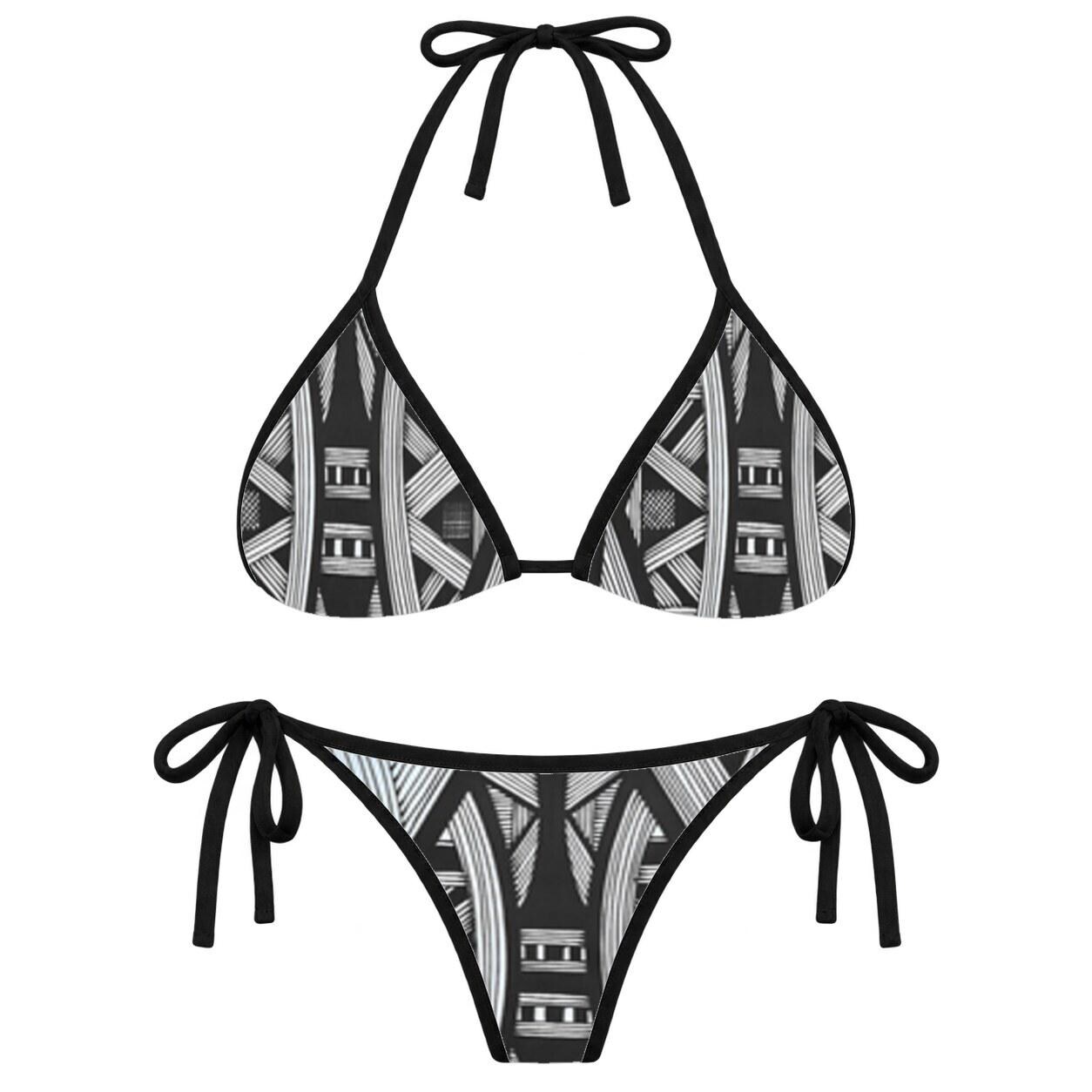 Black White Tribal Lines Bikini
