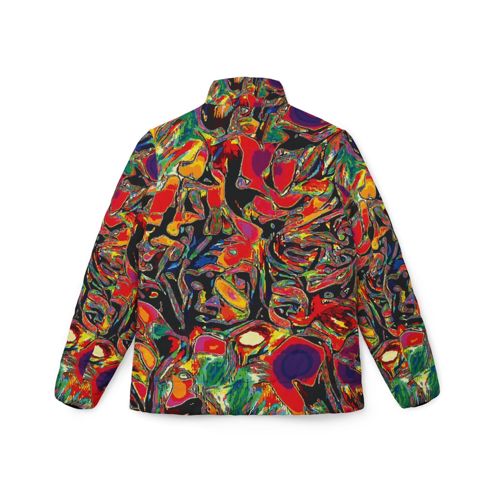 Puffer Jacket - Vibrant Abstract Floral All-Over Print