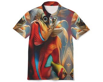 Abstraktes tropisches Fisch-Mischgewebe-Polo-Shirt | Ozeanische Fische Art
