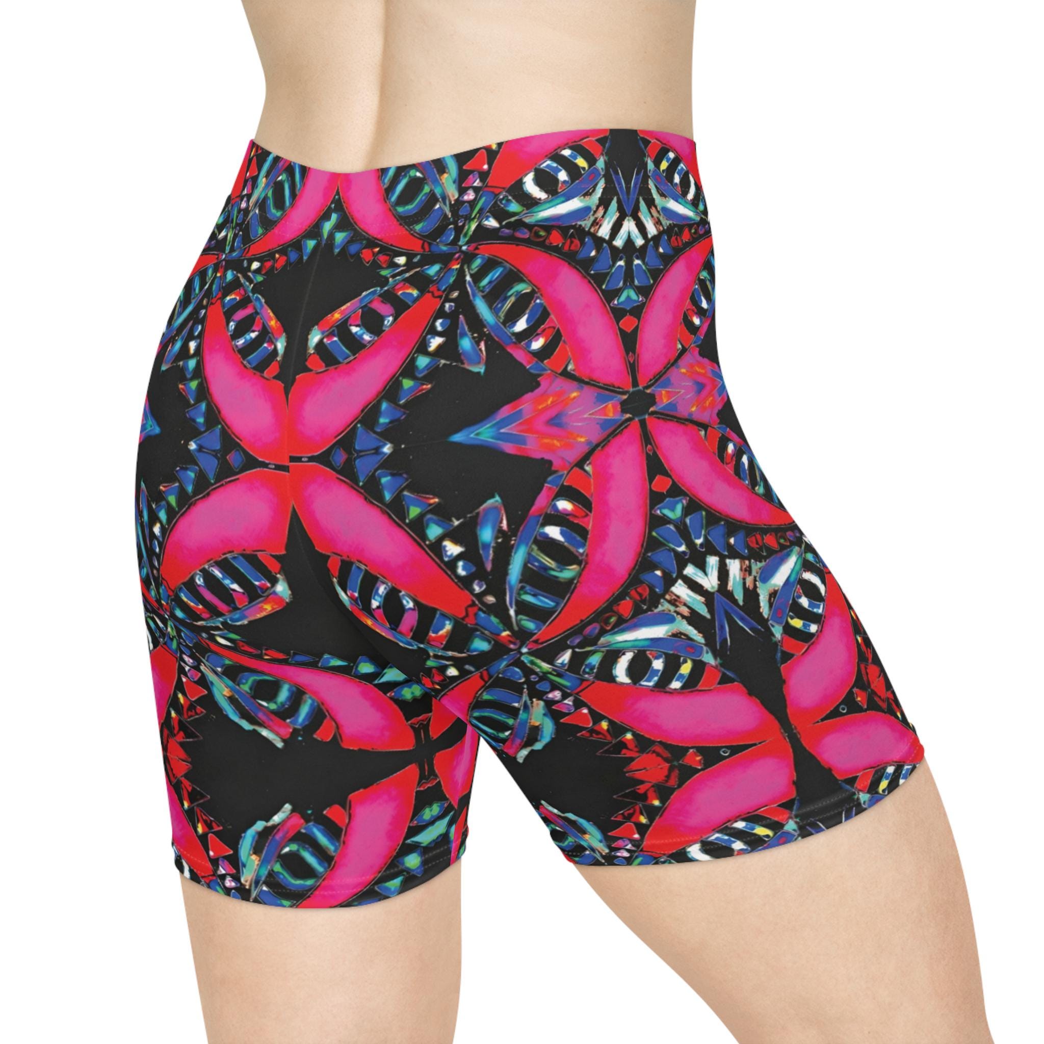 Pink on Black - Womens Biker Shorts