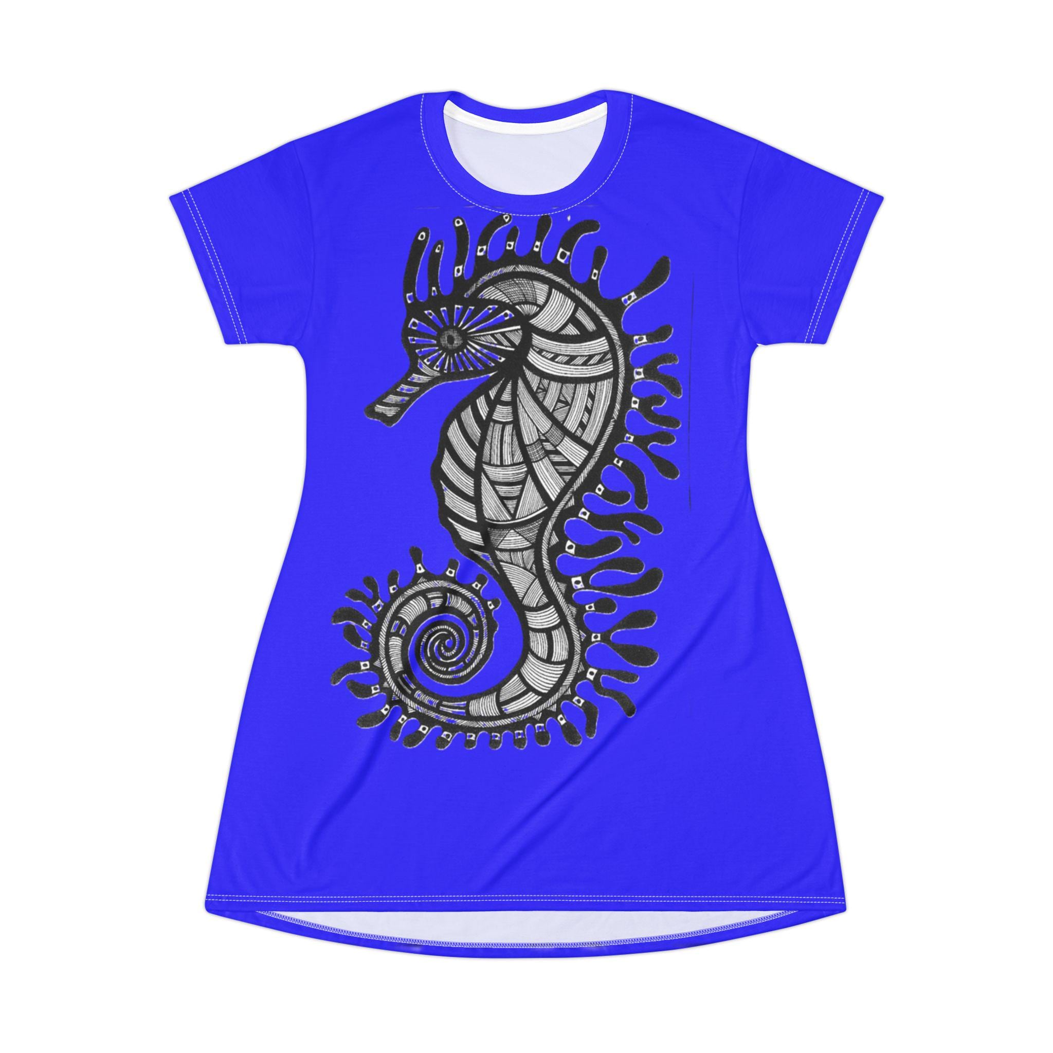 Seahorse on Blue - Dress