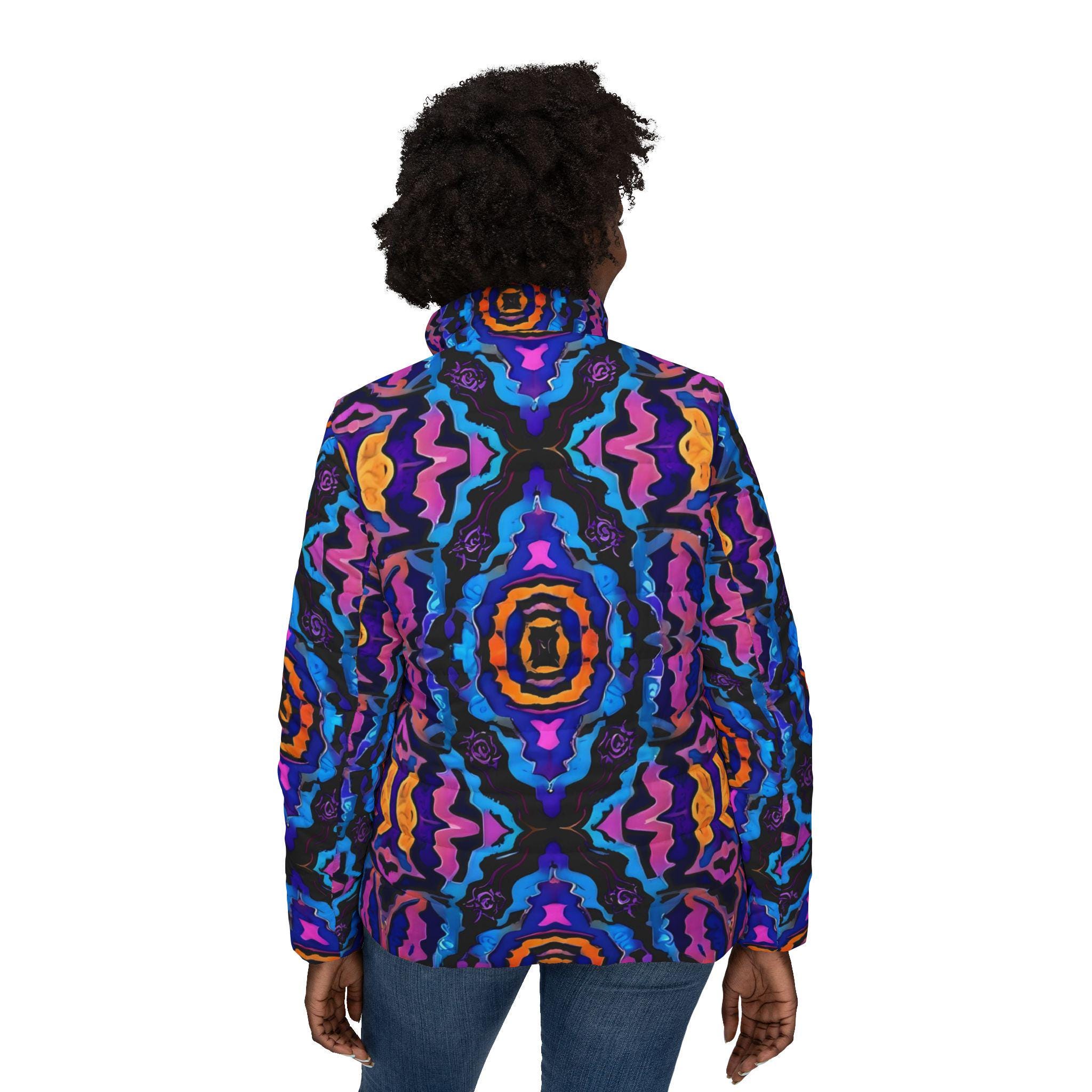 Vibrant Kaleidoscope Women’s Puffer Jacket