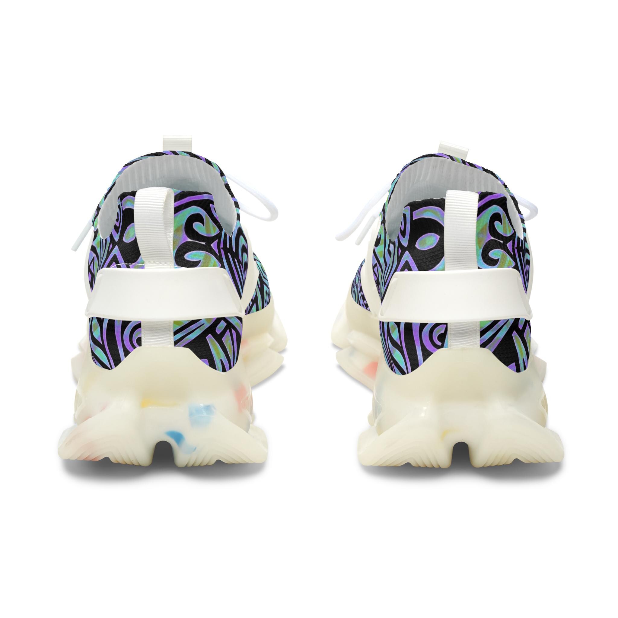 Abstract Geometric Purple Teal Pattern Sneakers | Mesh Sneakers
