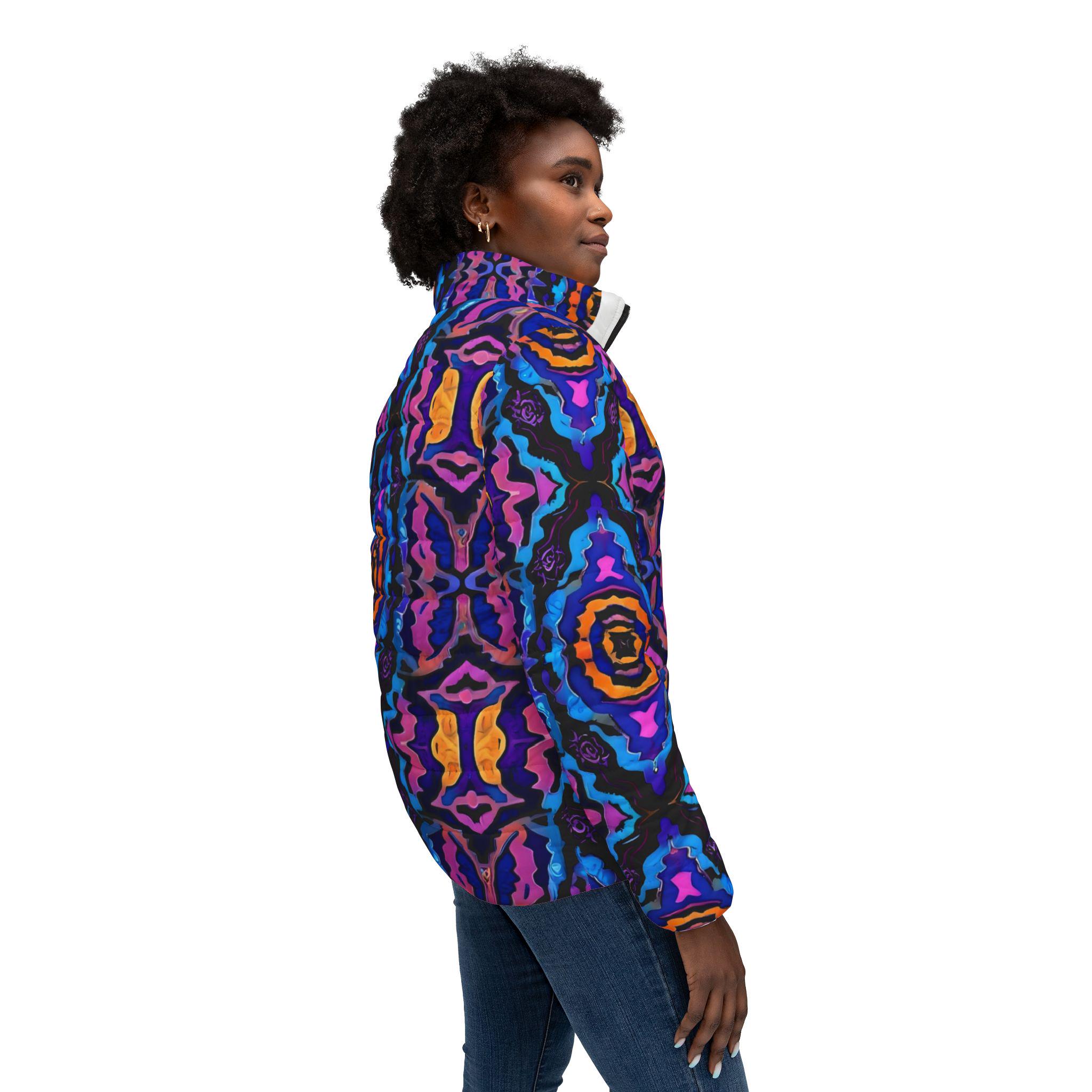 Vibrant Kaleidoscope Women’s Puffer Jacket