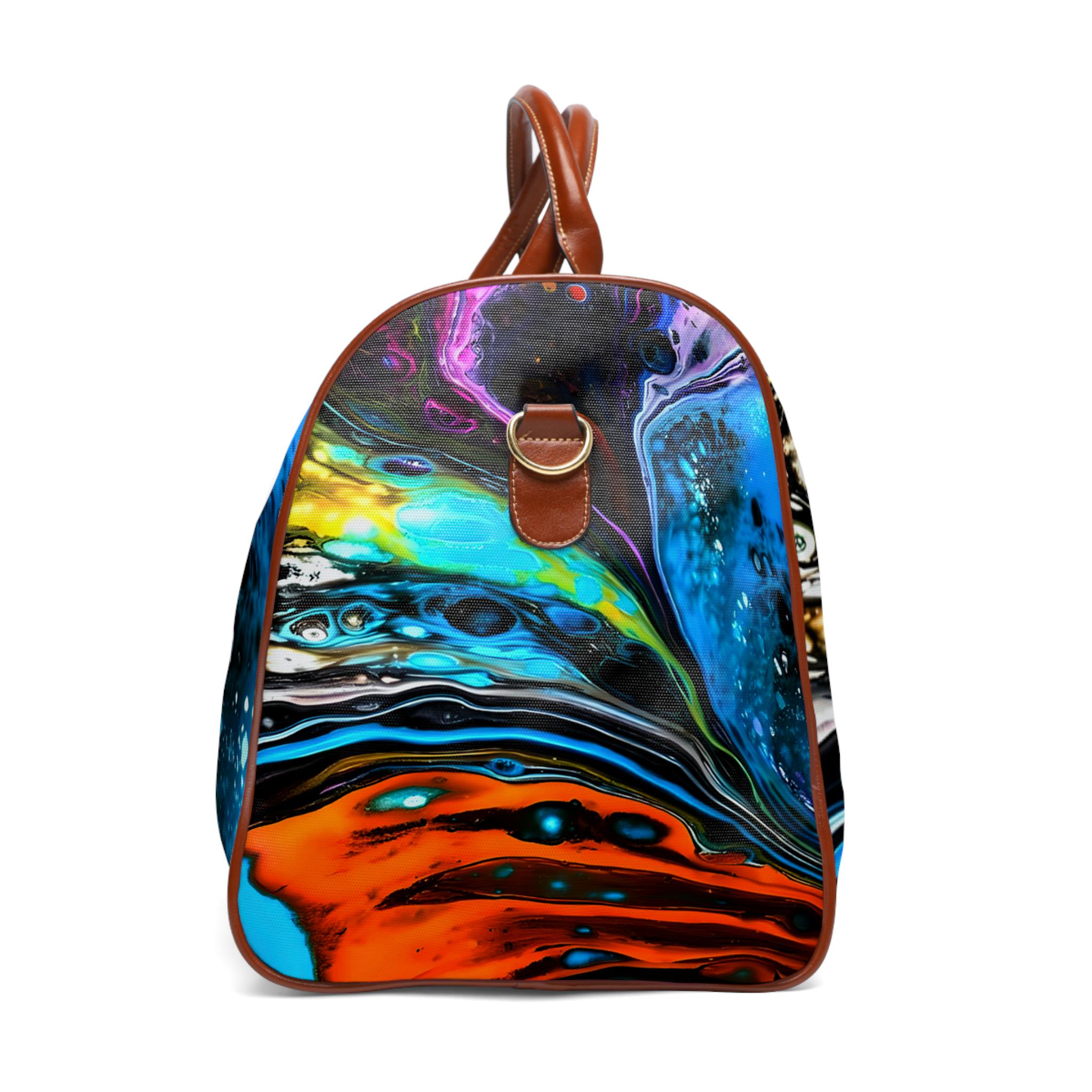 Island Swell Colorful Waves Waterproof Travel Bag | Tropical Beach Pattern