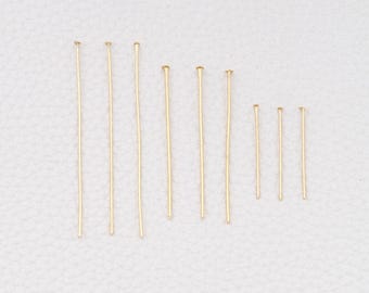 100 pezzi di spilli a testa piatta riempiti in oro 18 carati per la creazione di gioielli fai da te