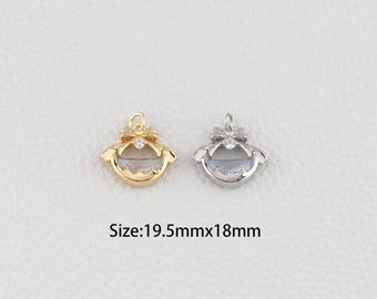 18K Gold Filled Bow Pendant,CZ Bow Tie Charm Bracelet Necklace for DIY Jewelry Making Supply