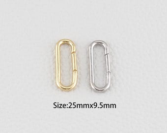 18K Gold Filled Oval Carabiner Clasp,Carabiner Lock Connector,Spring Push Gate for DIY Jewelry Finding Necklace Bracelet