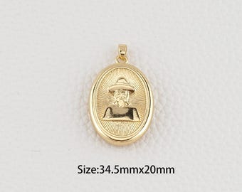 Colgante de mago ovalado relleno de oro de 18 quilates, pulsera con dije de mago encantado para hacer joyas DIY.