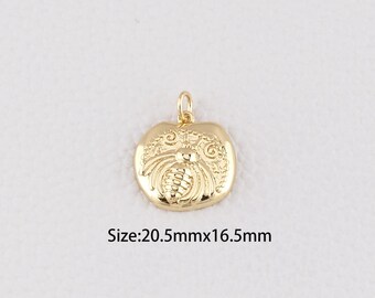 18K Gold Filled Beetle Pendant,Dainty Insect Charm Bracelet Necklace for DIY Jewelry Making Supply