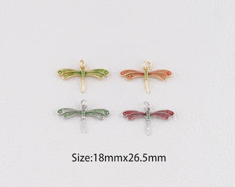 18K Gold Filled Dragonfly Pendant,Dragonfly Charm Bracelet Necklace for DIY Jewelry Making Supply