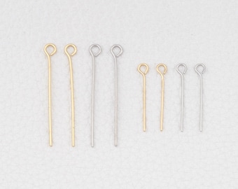 100Pcs 18K Gold Filled Eye Head Pins for DIY Jewelry Making Supply