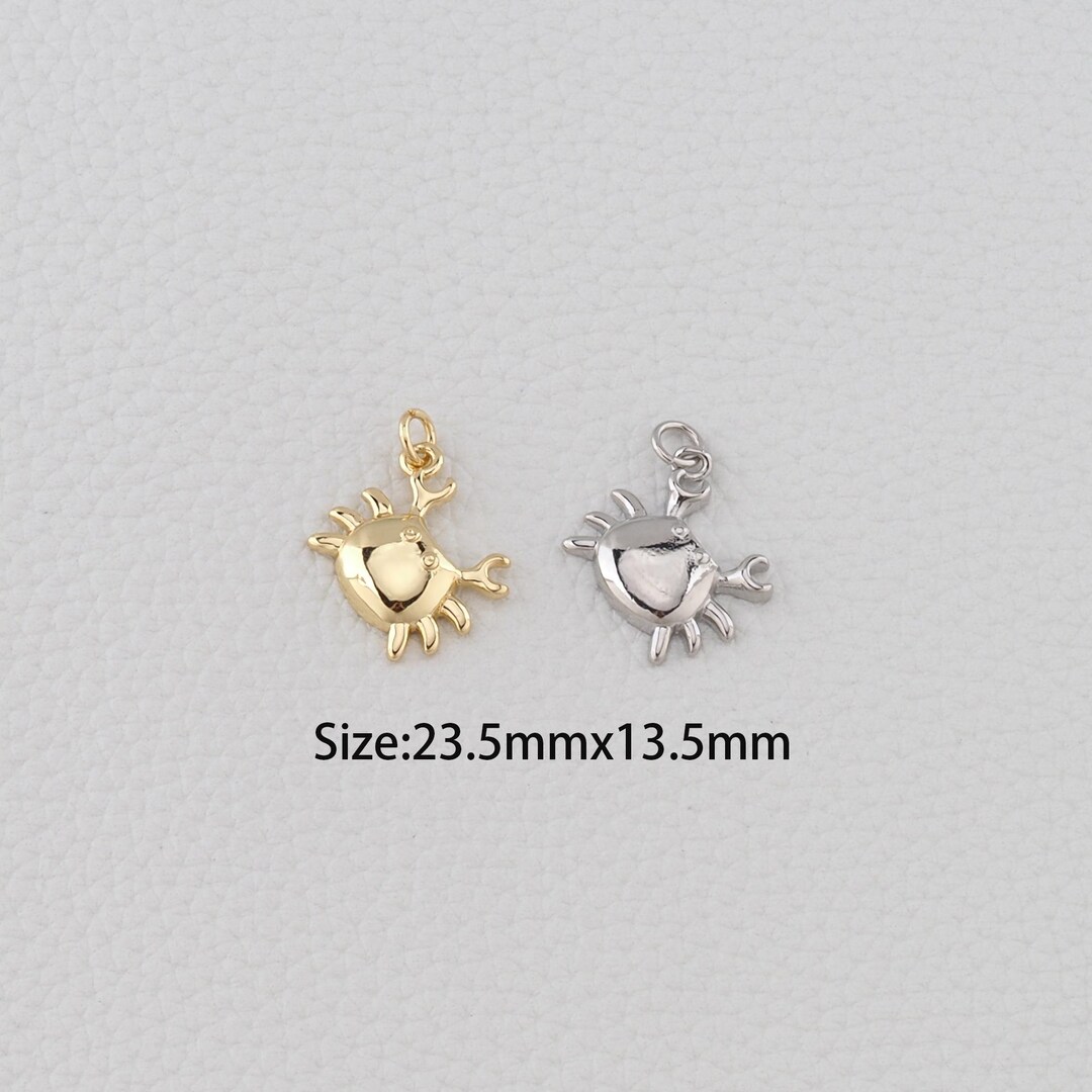 18K Gold Filled Crab Pendant,dainty Crab Charm Bracelet Necklace