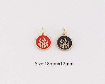 18 kt gold filled vlamhanger, emaille vuurelement bedelarmband ketting voor het maken van sieraden: