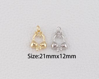 18K Gold Filled Bikini Pendant,CZ Bikini Charm Bracelet Necklace for DIY Jewelry Making Supply