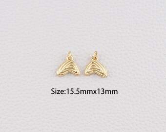 18K Gold Filled Mermaid Pendant,Dainty Mermaid Tail Charm Bracelet Necklace for DIY Jewelry Making Supply