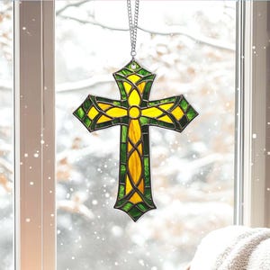 Cross Suncatcher Decor, Cross Acrylic Window Hanging, Religious Wall Window Hanging Art Decoration, Faith Home Decor, Nativity Ornament