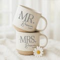 Personalized Mr. & Mrs. Pottery Mug, Custom Wedding Gift, Anniversary Gift, Newlywed Gift, Custom Last Name Gift, Ceramic Mug