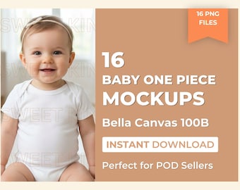 Bella Canvas 100B Baby Short Sleeve One Piece 16 Color Mockup Bundle