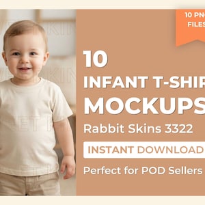 Rabbit Skins 3322 Infant T Shirt Mockup Bundle 10 Color Baby Fine Jersey Tee Mockup Newborn Shirt Template Baby Clothing PNG POD Digital
