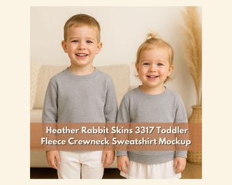 Rabbit Skins 3317 Kleinkind-Sweatshirt-Mockup, meliertes Rundhals-Design, Kinderbekleidungsvorlage, PNG-Datei, POD-Download