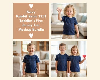 Rabbit Skins 3321 Maglietta in jersey fine per bambini - Confezione mockup blu navy