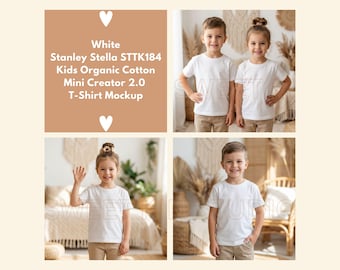 Stanley Stella STTK184 White Kids Organic Cotton Mini Creator 2.0 T-Shirt Mockup
