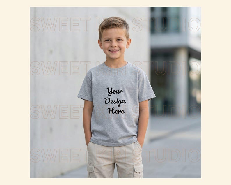Gildan 64000B Sport Grey Softstyle Tee | Blank Kids Shirt PNG | Clean Apparel image 3