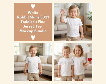 Rabbit Skins 3321 Maglietta in jersey fine per bambini - Mockup Bundle bianco