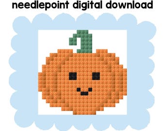 Tiny Pumpkin Needlepoint Chart | Digital Download PDF