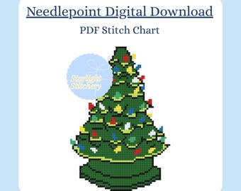 Padrão de árvore de Natal em ponto cruz | Gráfico em PDF de cerâmica vintage | Download digital