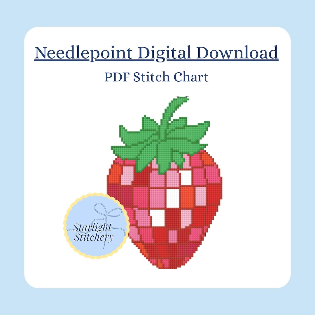 Mirroball Pattern Disco Ball Strawberry Needlepoint Digital Download | Mirrorball Instant ...