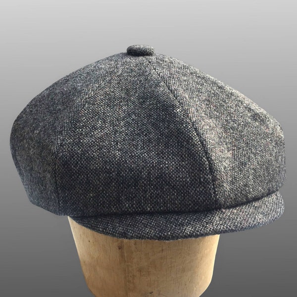 Peaky Blinders Grey Fleck Tweed Hat Shelby Retro Classic Bakerboy Paperboy Newsboy Cap Gatsby Vintage Bespoke Large Any Size XL Custom Made