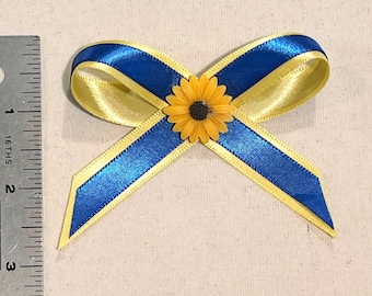 Donate 20 to Ukraine Yellow Blue Ukrainian Awareness Bow Pin Sunflower Fundraising Donation