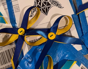 Donate 20 to Ukraine Yellow Blue Ukrainian Awareness Bow Pin Sunflower Fundraising Donation