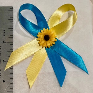 Donate 20 to Ukraine Yellow Blue Ukrainian Awareness Bow Pin Sunflower Fundraising Donation Sunflower big