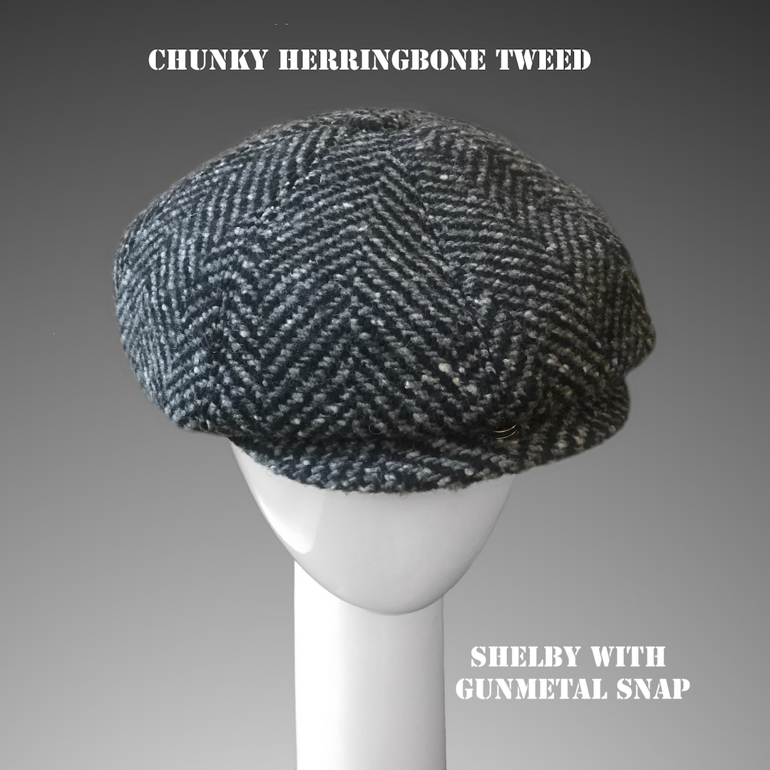 Casquette Plate Tweed Homme – Béret Chasse Bec De Canard Réglable – Gris – Taille 6 3/4 à 7 3/8