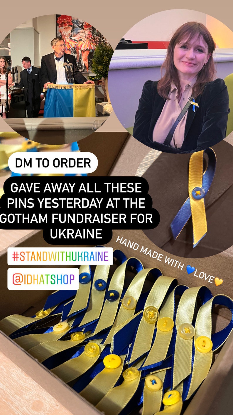 Donate 20 to Ukraine Yellow Blue Ukrainian Awareness Bow Pin Sunflower Fundraising Donation Button Blue Lapel