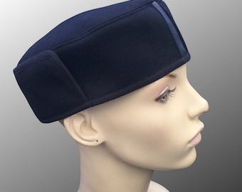 Black Cashmere Wool Unisex Pillbox Hat 