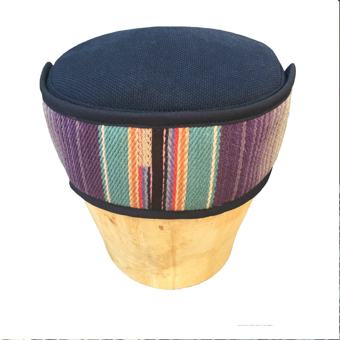 Black Felt Pillbox Kufi Cap Ethnic Tribal Good Karma Hat with Etsy