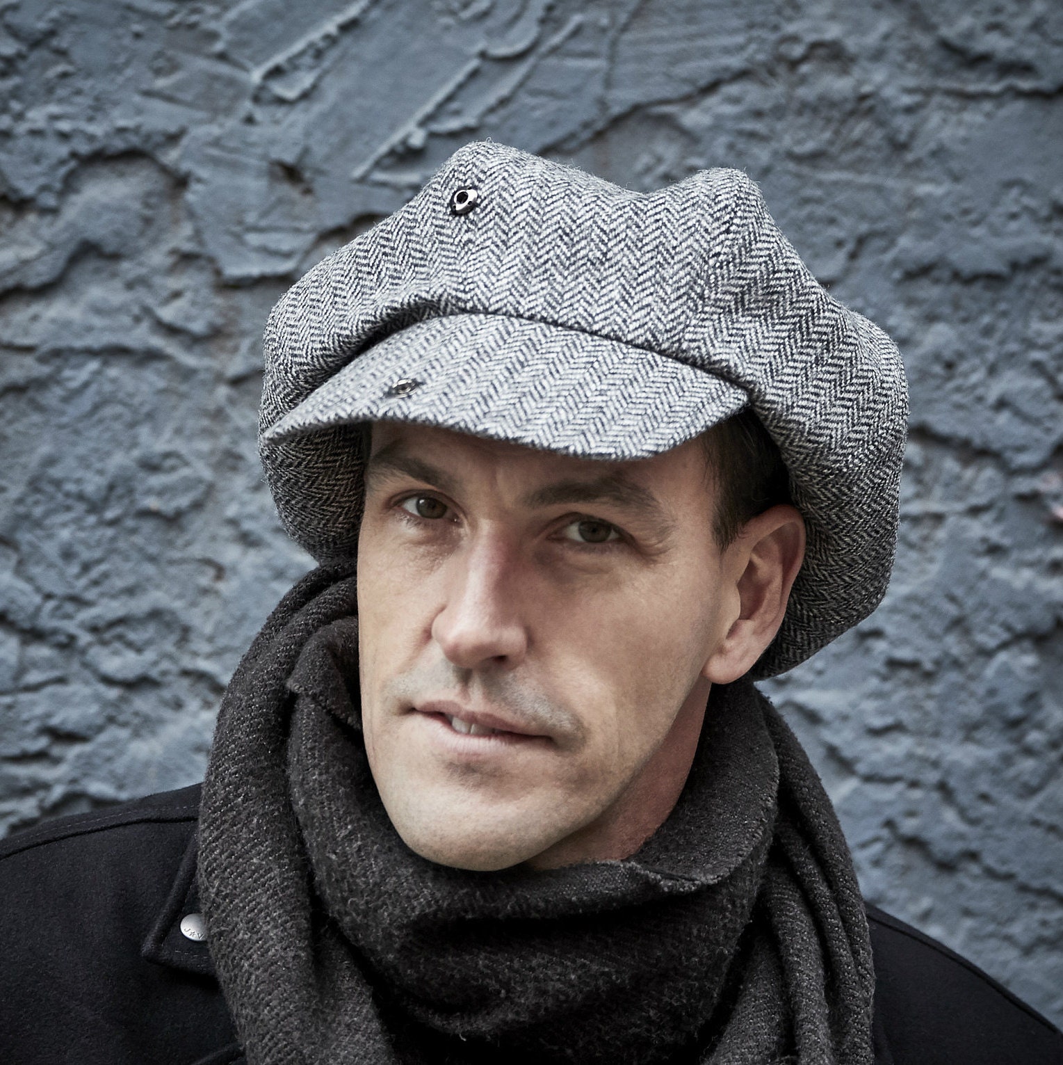 HARRIS TWEED Rob Zombie Oversized Newsboy Cap Grey HARRIS TWEED Rob Zombie Oversized Newsboy Cap Grey