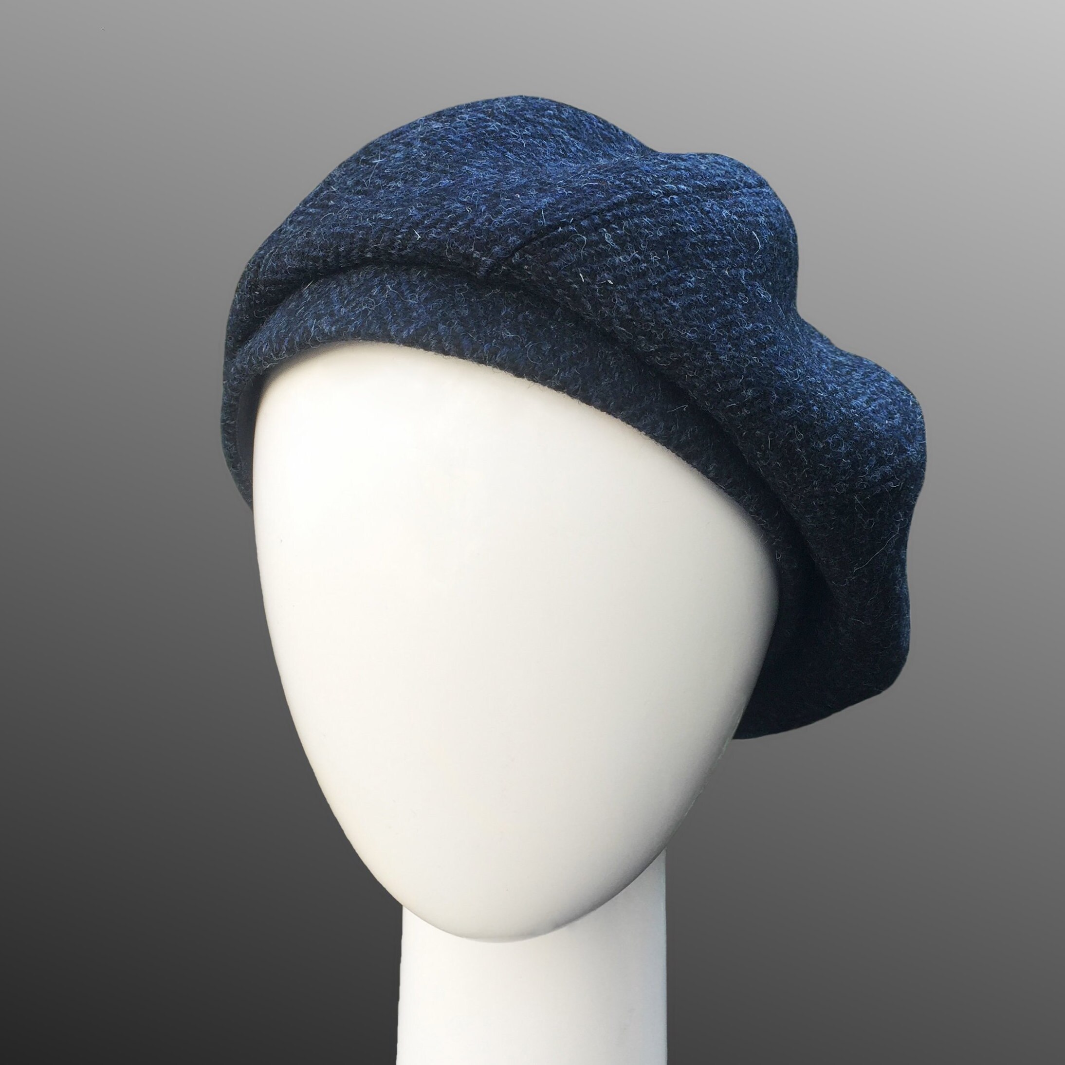 HIGHER×HARRIS TWEED HERRINGBONE BERET Wool Beret Tam - Harris Tweed - Beige Herringbone – Highland