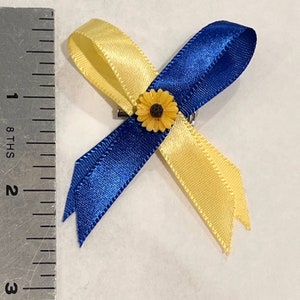Donate 20 to Ukraine Yellow Blue Ukrainian Awareness Bow Pin Sunflower Fundraising Donation Sunflower tiny